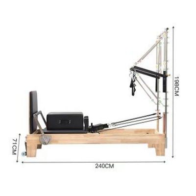Thai Oak Pilates Reformer with 304 Stainless Steel Half Tower - Commercial Multi-Functional Model